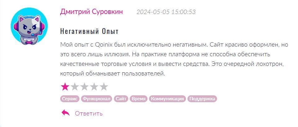 отзывы о мошенничестве qoinix