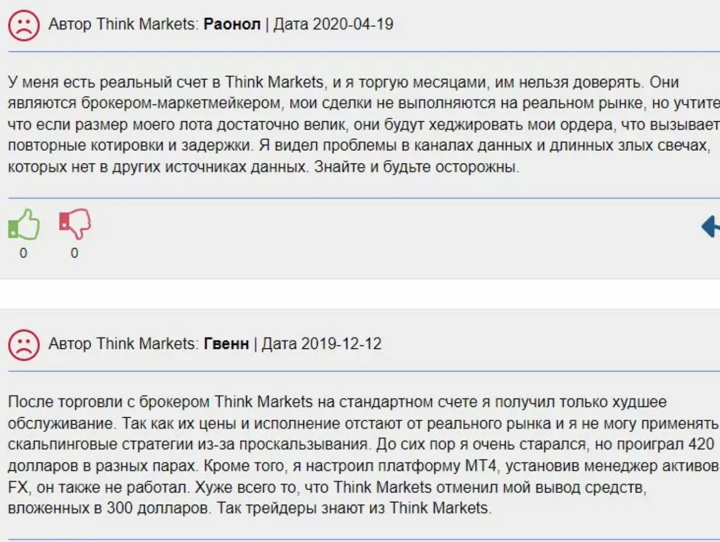 отзывы ThinkMarkets