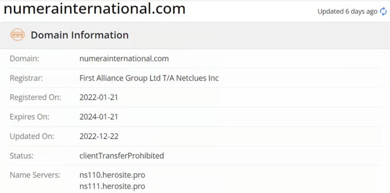 домен Numera International Limited