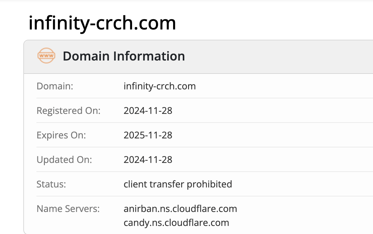 Infinity Crch домен