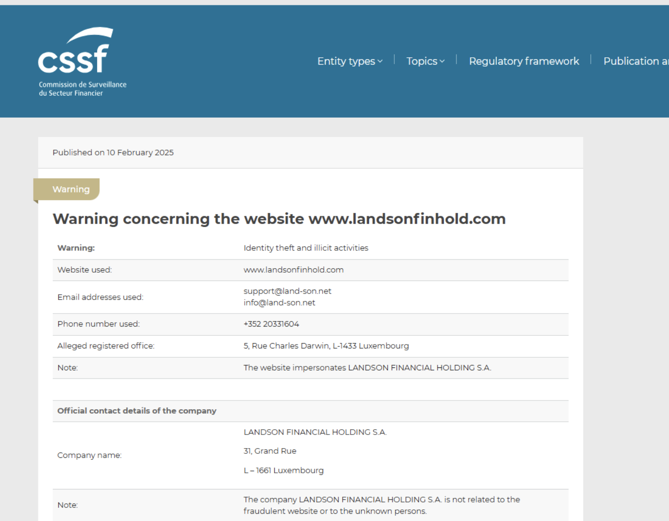 Landson Financial Holding S.A. скам