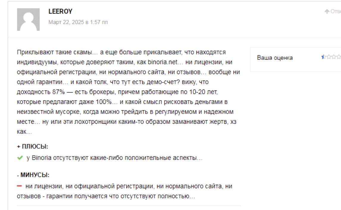 Binoria отзывы