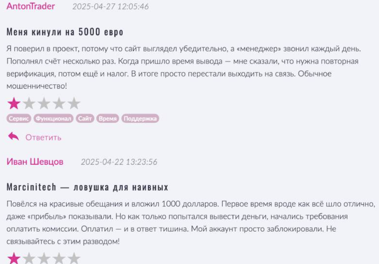 отзывы Marcinitech