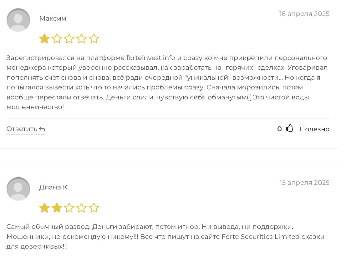 отзывы Forteinvest 
