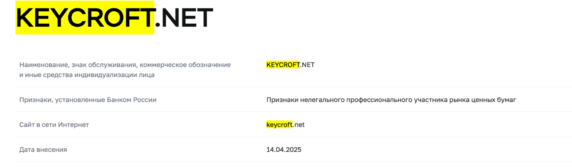 Keycroft Finance Limited мошенники