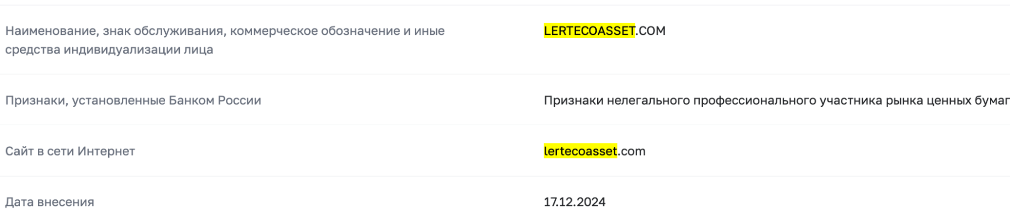 Lerteco Asset Finance скам