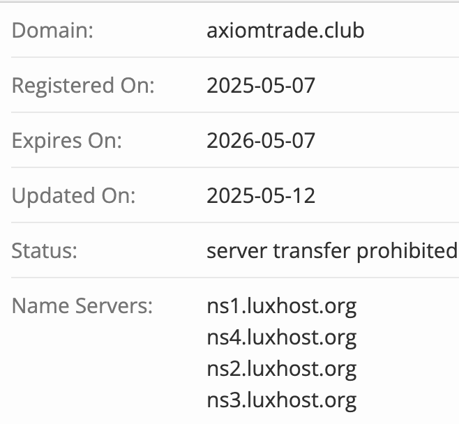 AxiomTrade Club домен
