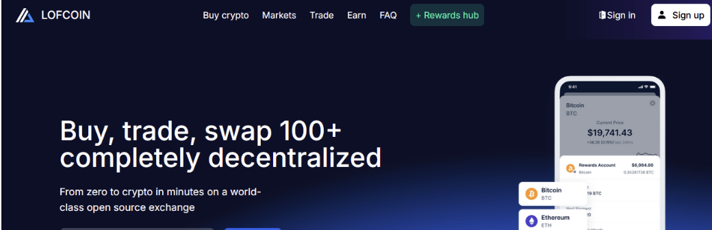 страница сайта LOFCOIN