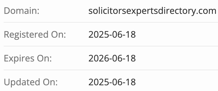 домен SOLICITORS EXPERTS DIRECTORY LIMITED