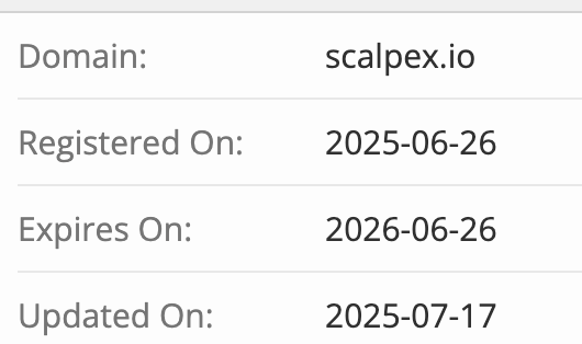 проверка домена ScalpEX