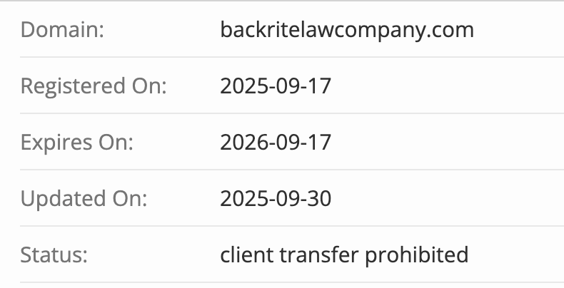 домен Backrite Law Company
